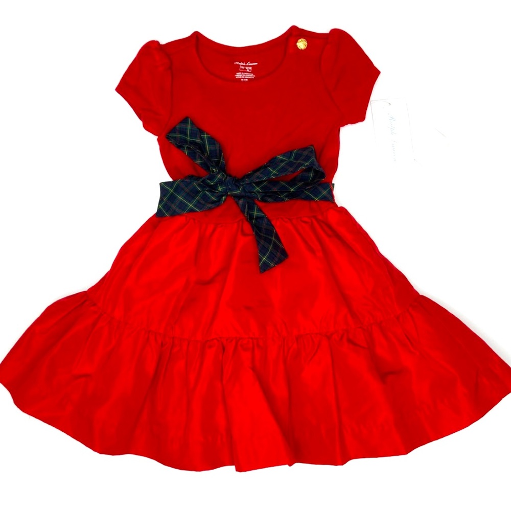 NWT Beautiful Ralph Lauren 2 Piece Red Dress, 24 Months, w/Belt, Holiday Dress